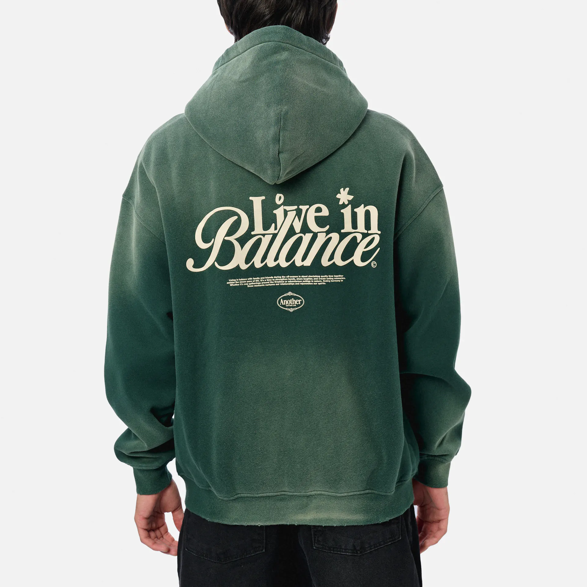 Another Cotton Live in Balance Heavy Oversized Zip Hoodie Green