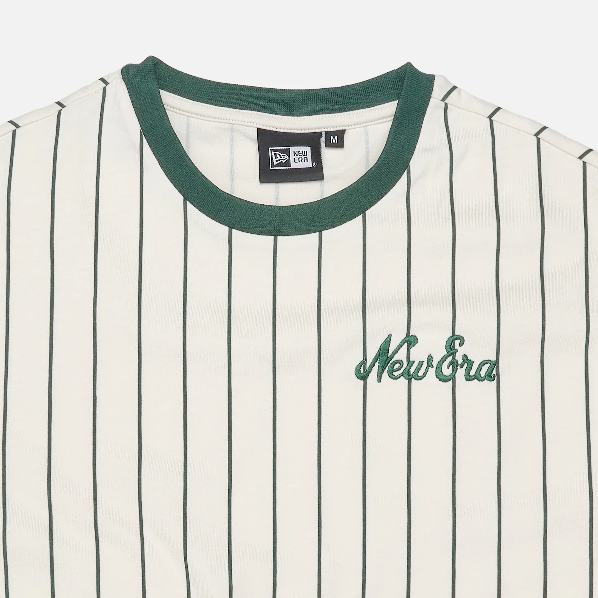 New Era Pinstripe Oversize T-Shirt Off White/Dark Green