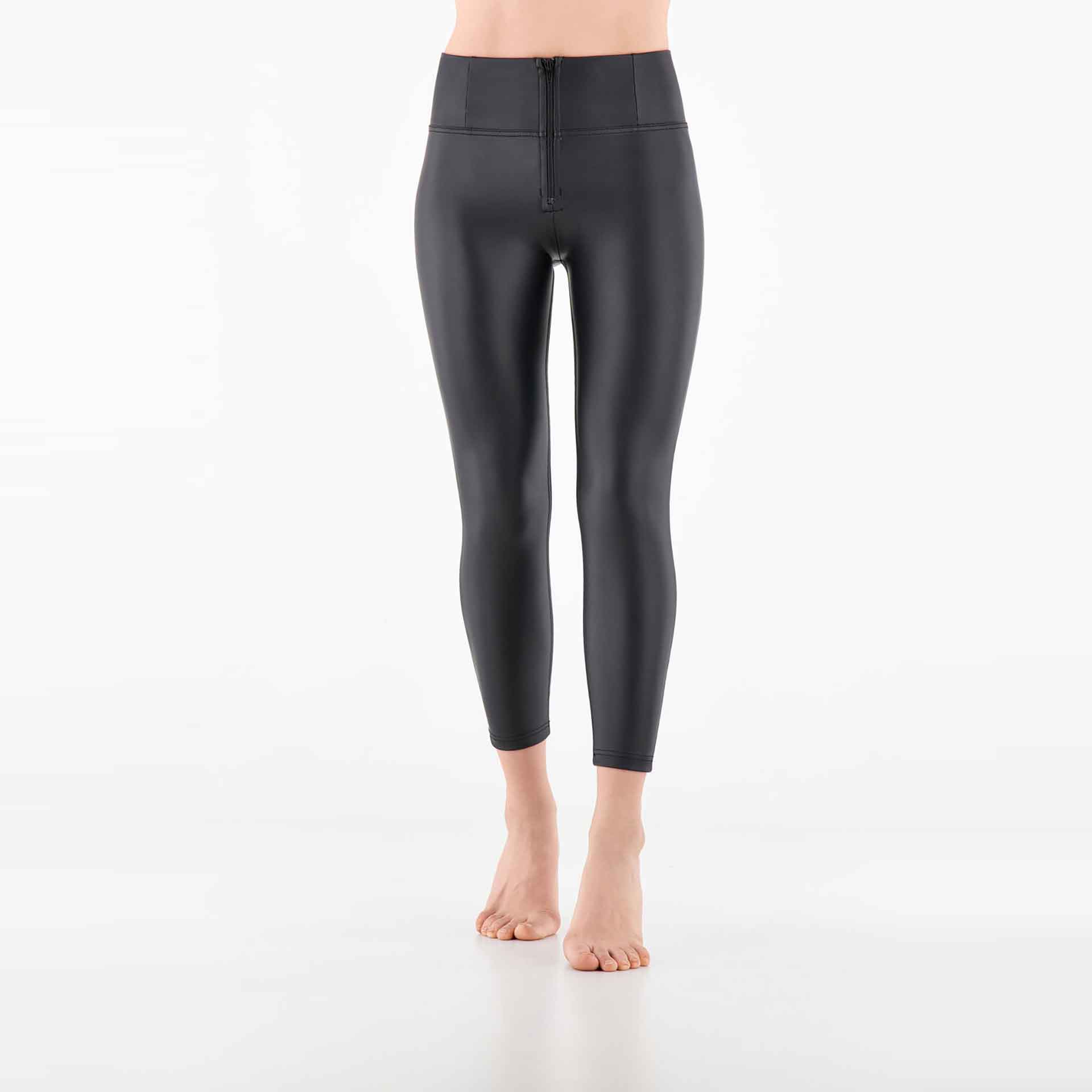 Freddy WR.UP High Waist Superskinny 7/8 Faux Leather Pants Black
