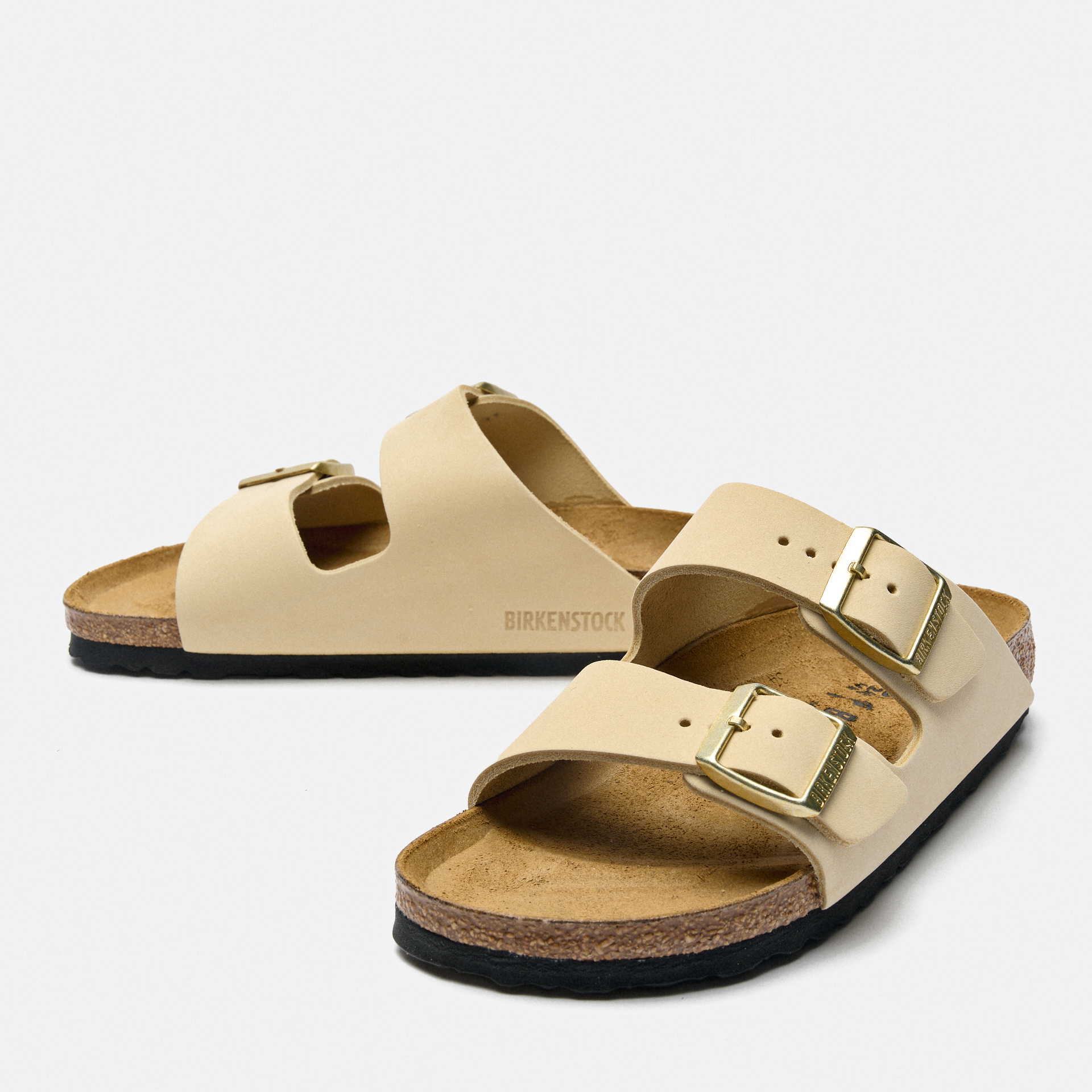 Birkenstock Arizona Nubuk Leather Sandals Narrow Ecru