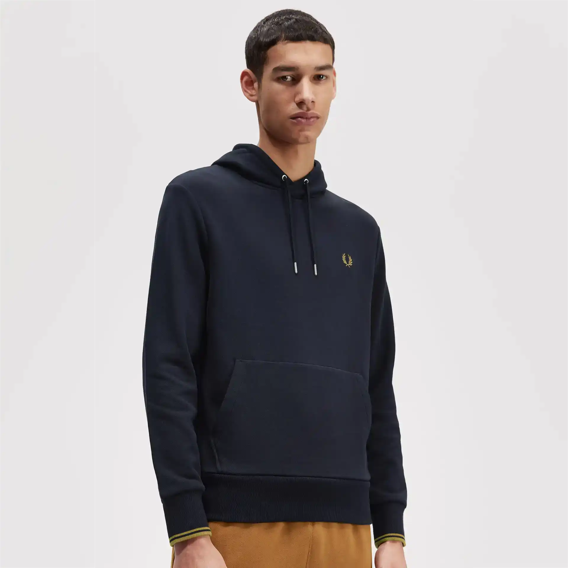 Fred Perry Tipped Hooded Sweatshirt Navy/Dark Caramel