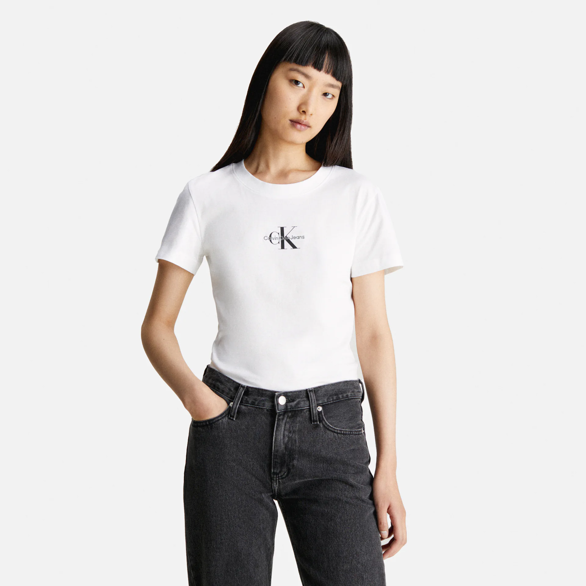 Calvin Klein Jeans Monologo Slim T-Shirt Bright White