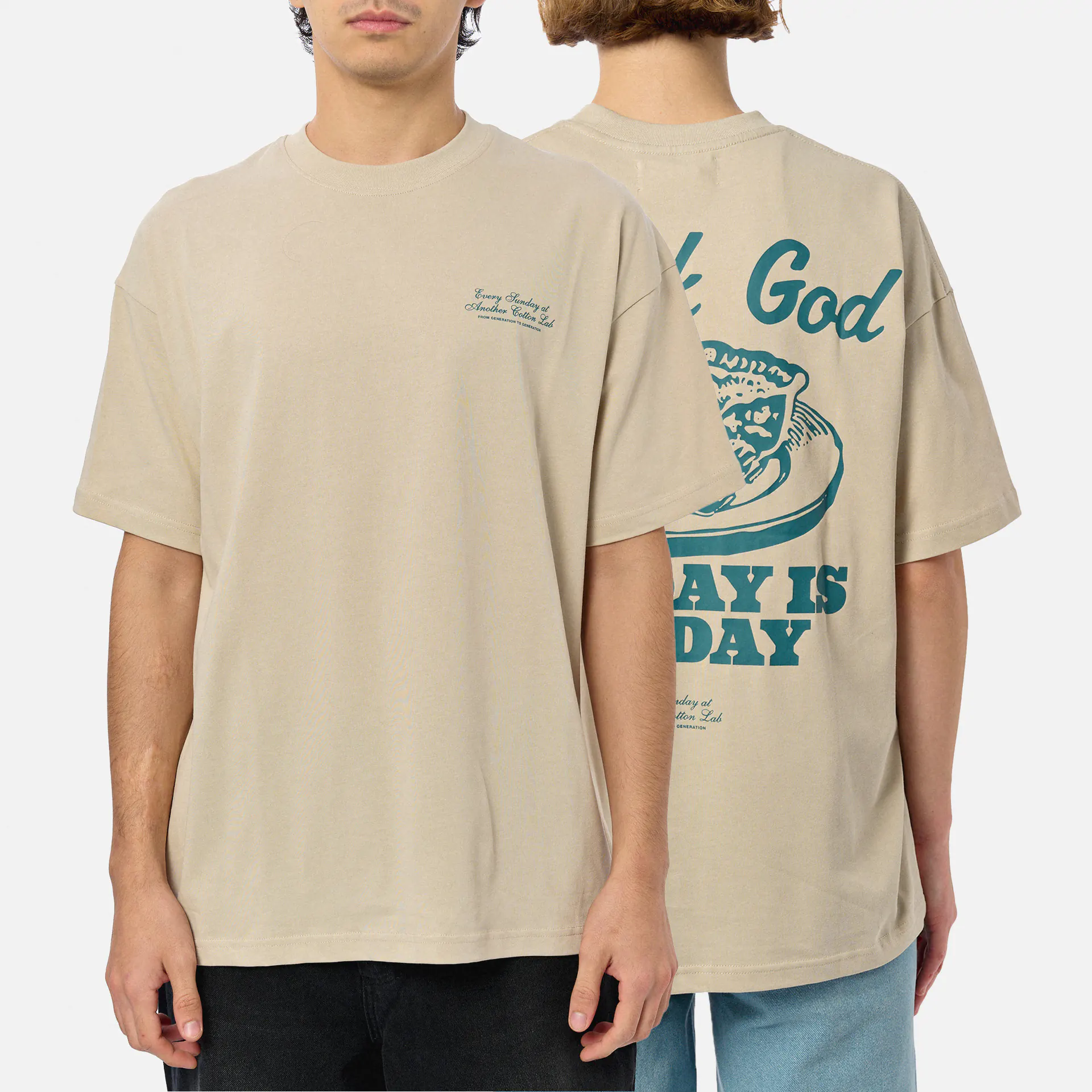 Another Cotton Pie Day Oversized T-Shirt Beige