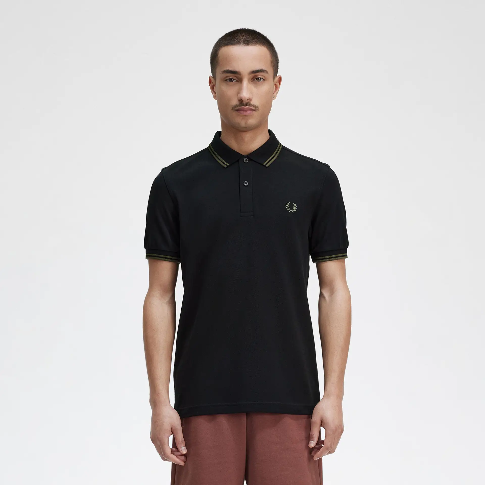 Fred Perry Twin Tipped Polo Shirt Black/Fieldgreen