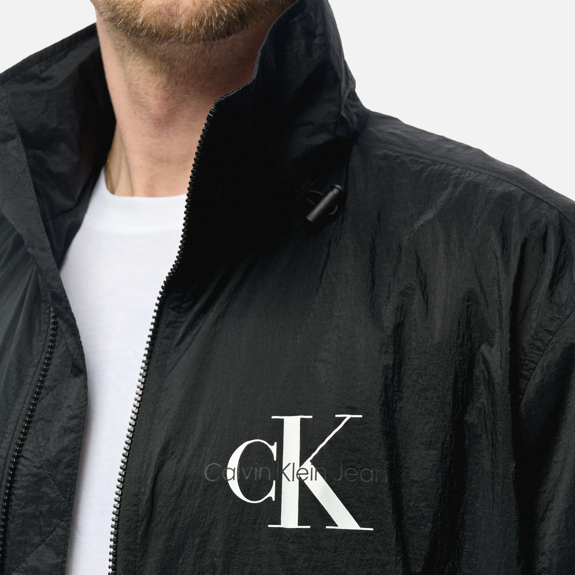 Calvin Klein Jeans Long Windbreaker Black