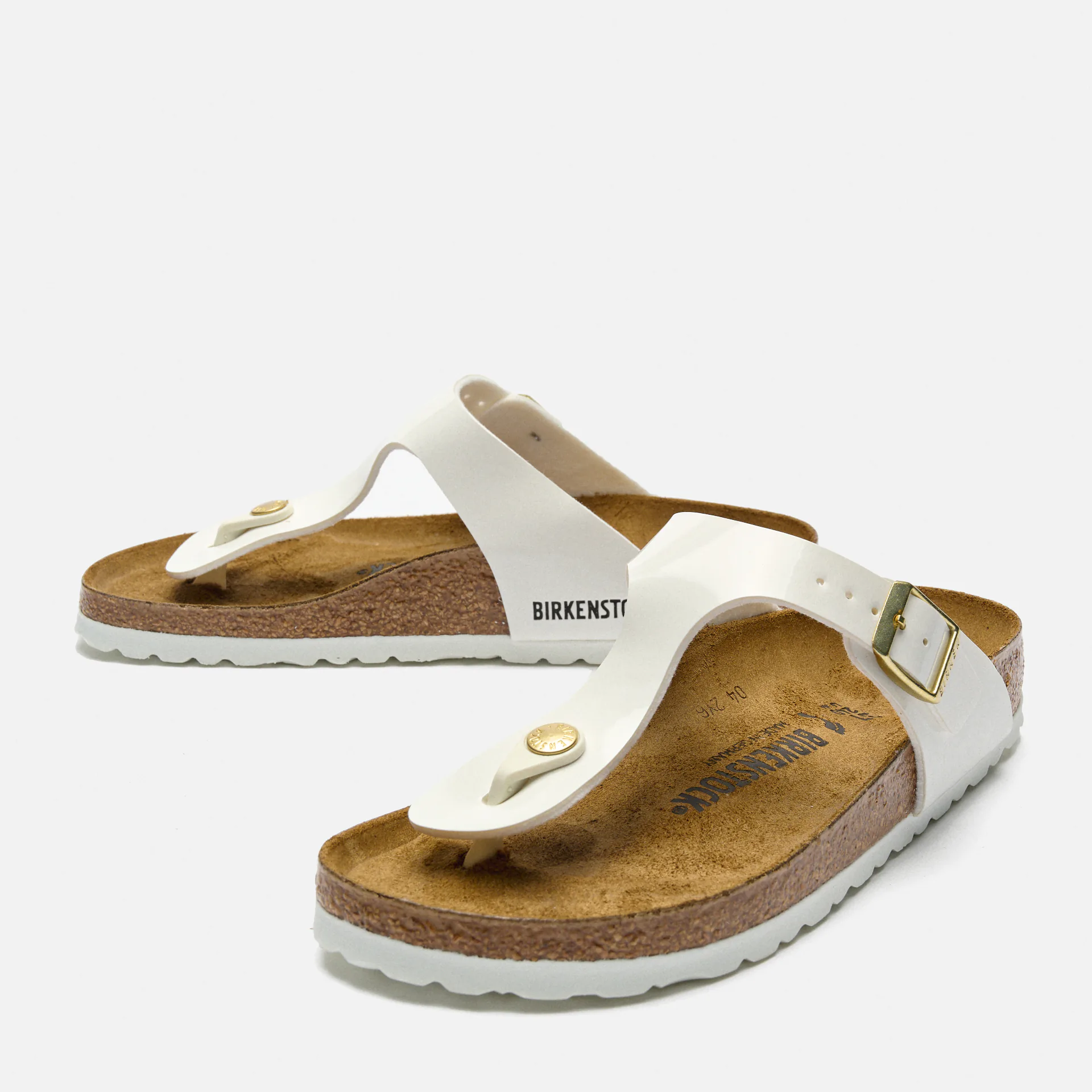 Birkenstock Gizeh Birko-Flor Sandals Narrow Patent White