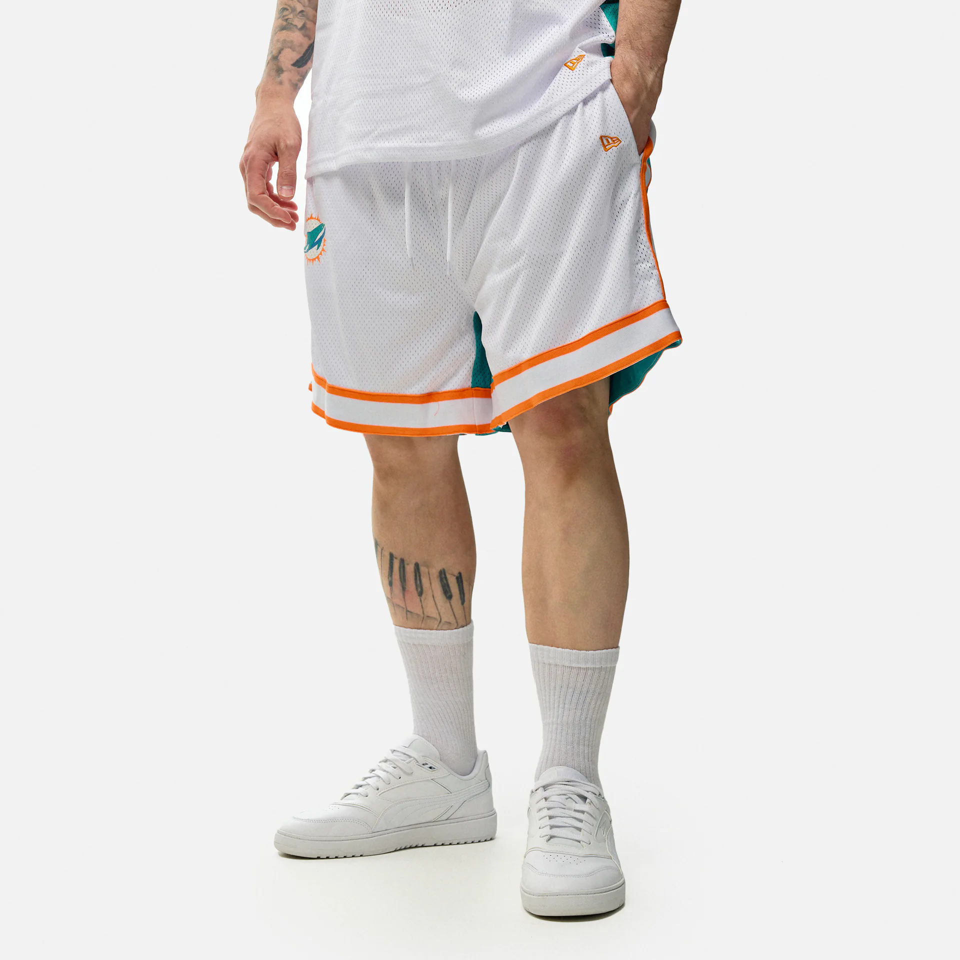 New Era NFL Miami Dolphins Color Block Shorts White