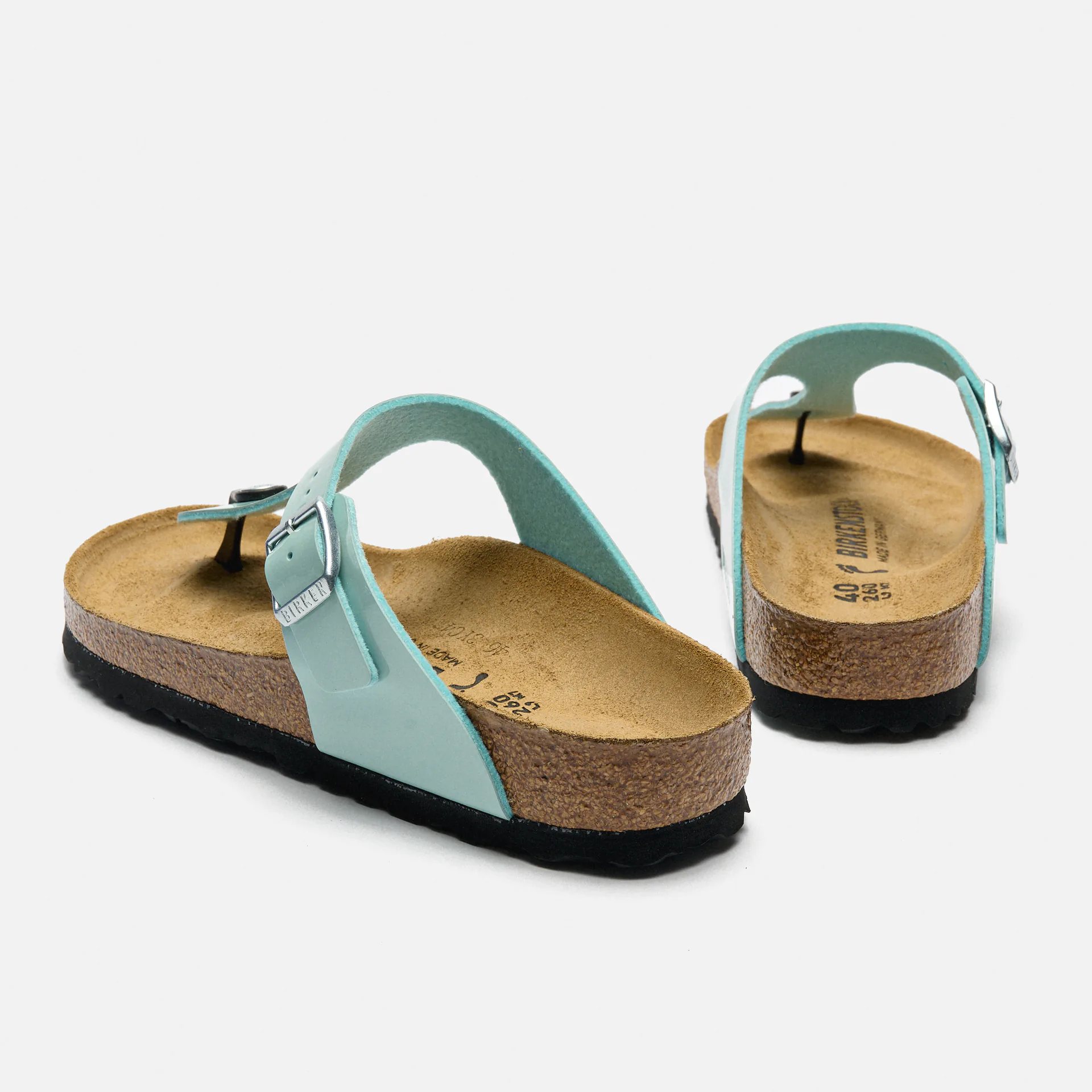 Birkenstock Gizeh Birko-Flor Narrow Sandals Patent Surf Green