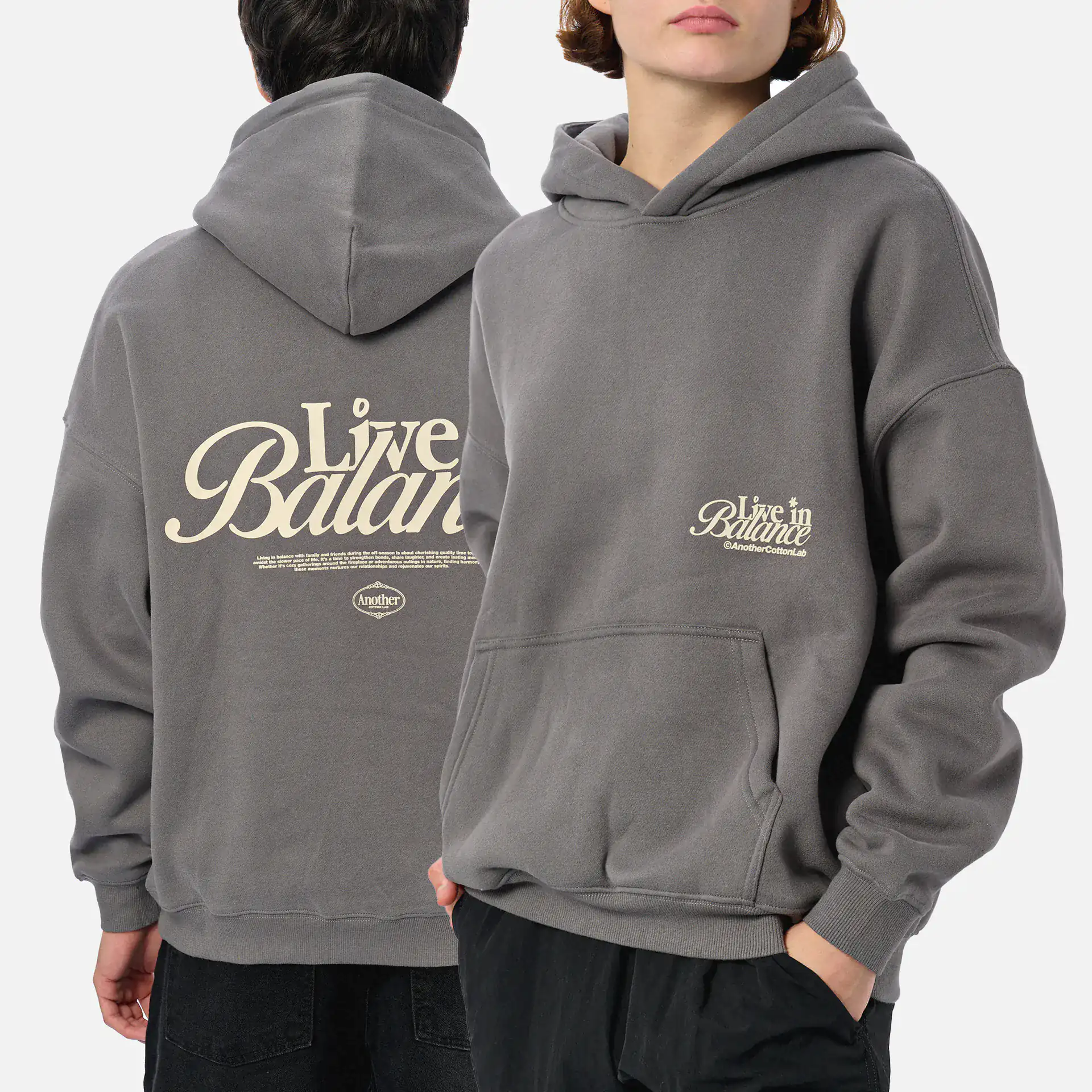 Another Cotton Live in Balance Heavy Oversized Hoodie Grey