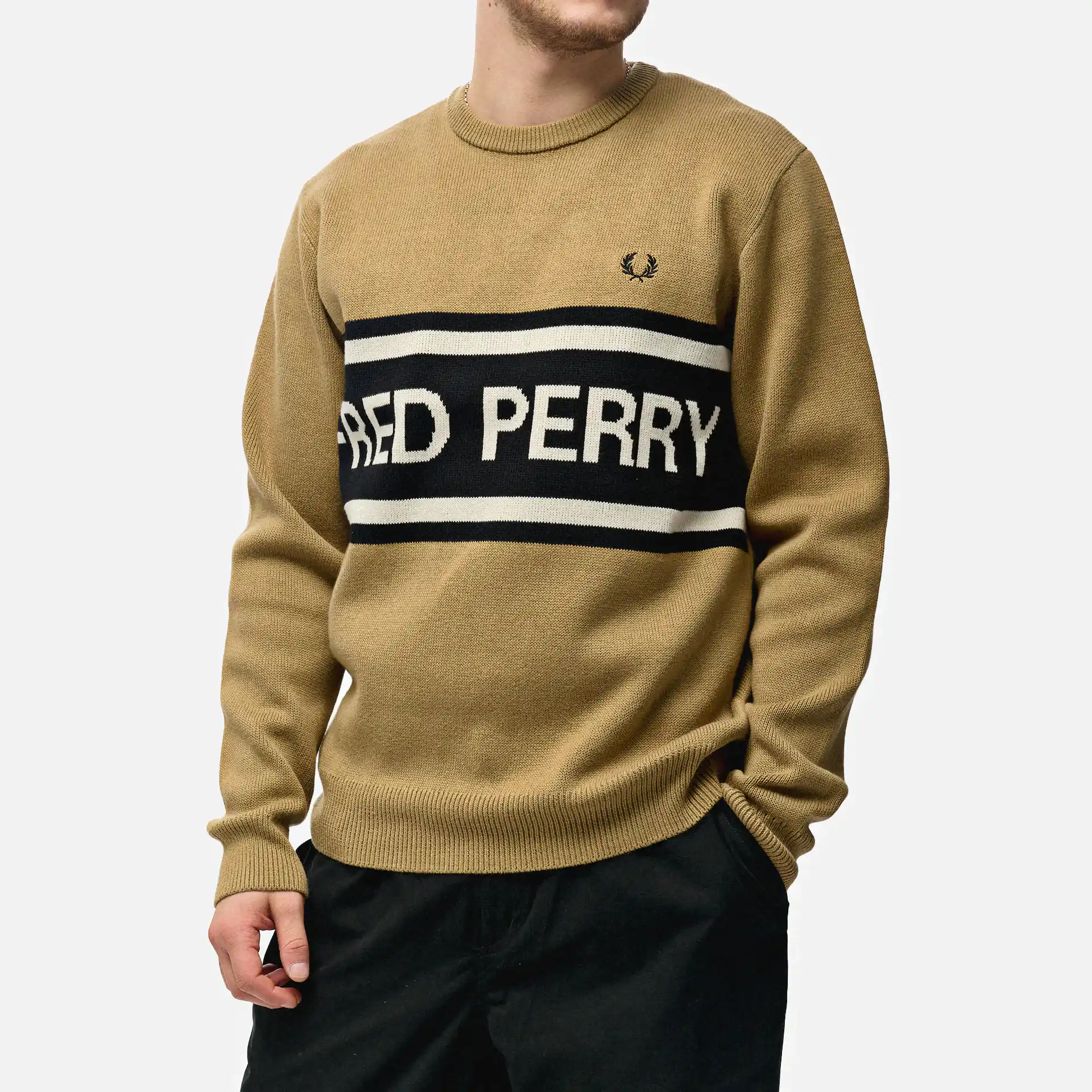 Fred Perry Graphic Jumper Warm Stone