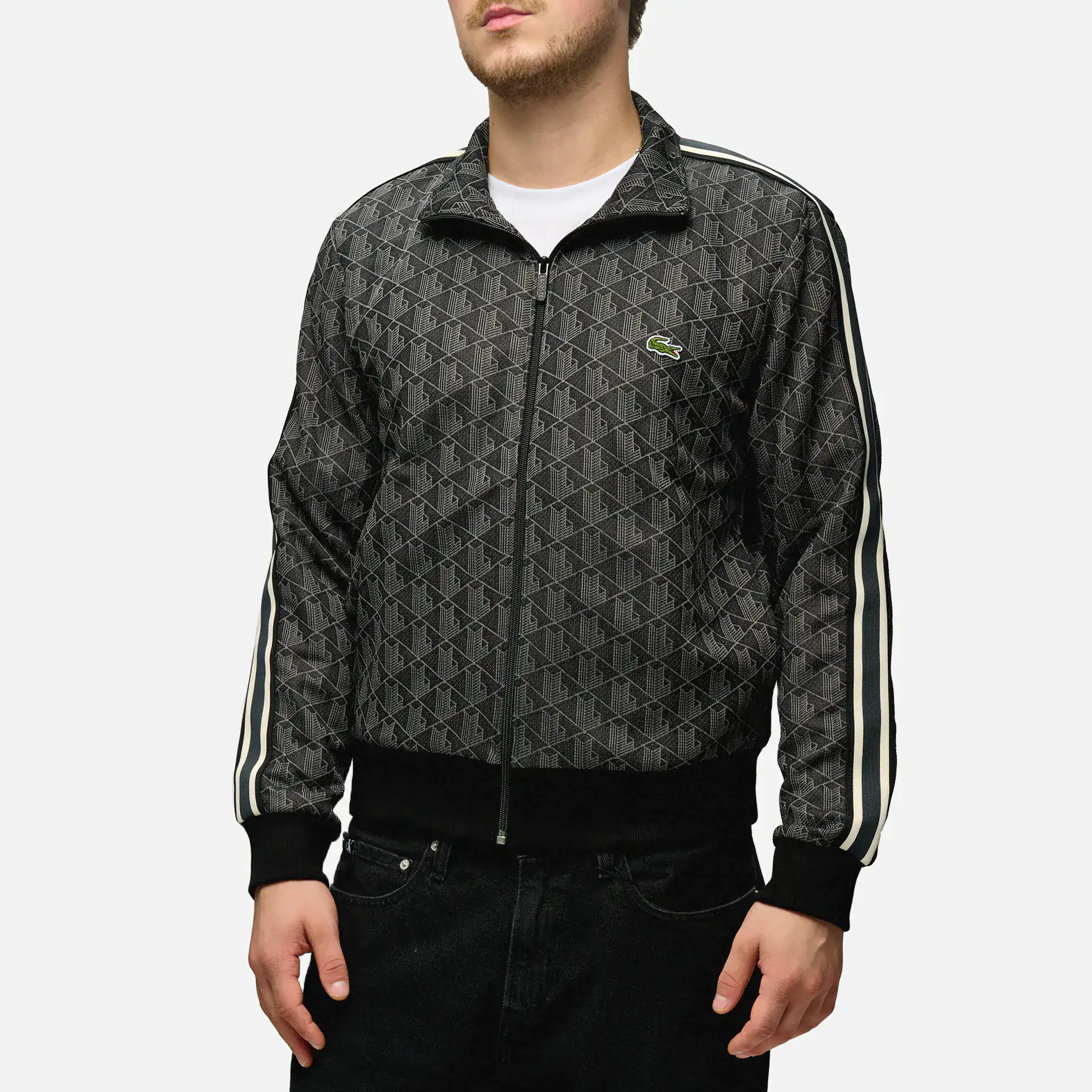 Lacoste Paris Monogram Jacquard Track Jacket Black/Graphite