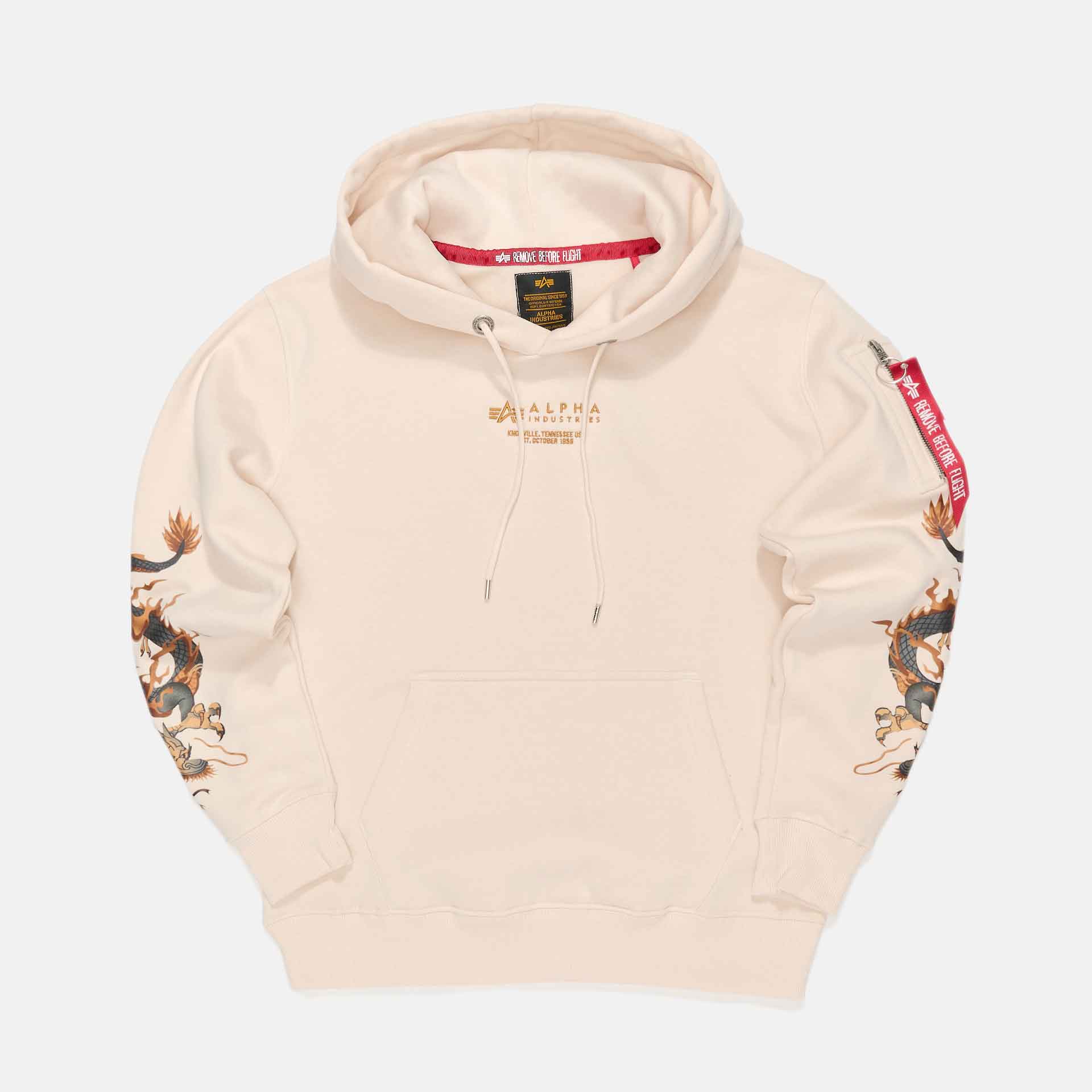 Alpha Industries Dragon EMB Hoody Jet Stream White