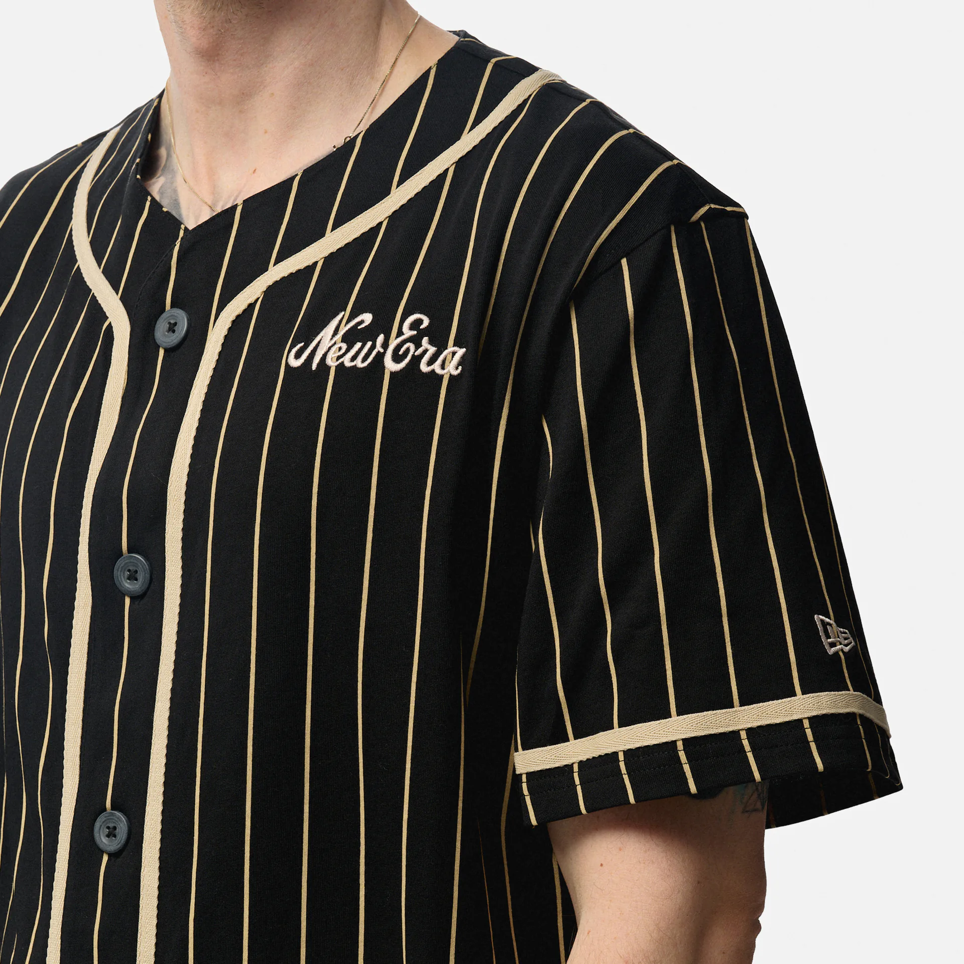 New Era Pinstripe Jersey Black/Stone